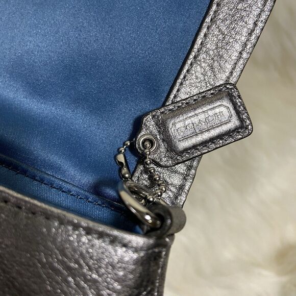 COACH Silver Metallic Leather Crossbody Y2K - Picture 5 of 11